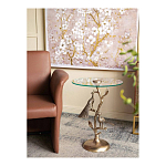 Столик с круглой стеклянной столешницей и корпусом в виде двух павлинов на ветке Table Two Peacocks варинант исполнения - 7 | Loft Concept в Уфе