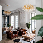 Люстра подвесная с прозрачными стеклянными подвесками в форме капель Диаметр 100 см Droplet Chandelier варинант исполнения - 11 | Loft Concept в Уфе