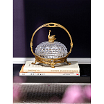 Конфетница из прозрачного рельефного стекла с ручкой и фигуркой лебедя Eden Garden варинант исполнения - 4 | Loft Concept в Уфе