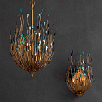 Бра настенное золотое с декором из бирюзовых элементов Peacock Tail варинант исполнения - 4 | Loft Concept в Уфе