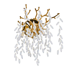 Бра золотого цвета с ветвями и белыми овальными стеклянными подвесками Droplet Chandelier варинант исполнения - 1 | Loft Concept в Уфе