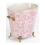 Кашпо из белого фарфора с розовым цветочным орнаментом Eden Garden варинант исполнения - 2 | Loft Concept в Уфе