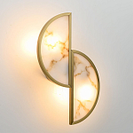 Бра с двумя полукруглыми плафонами из искусственного алебастра в бронзовой оправе Marbella варинант исполнения - 3 | Loft Concept в Уфе