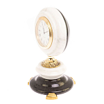 Часы настольные бронзовые из натуральных камней Мрамор и Змеевик Stone Clock варинант исполнения - 2 | Loft Concept в Уфе