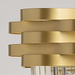 Люстра цвета матового золота с металлическими лентами и длинными прозрачными подвесками Gilded Waves варинант исполнения - 7 | Loft Concept в Уфе