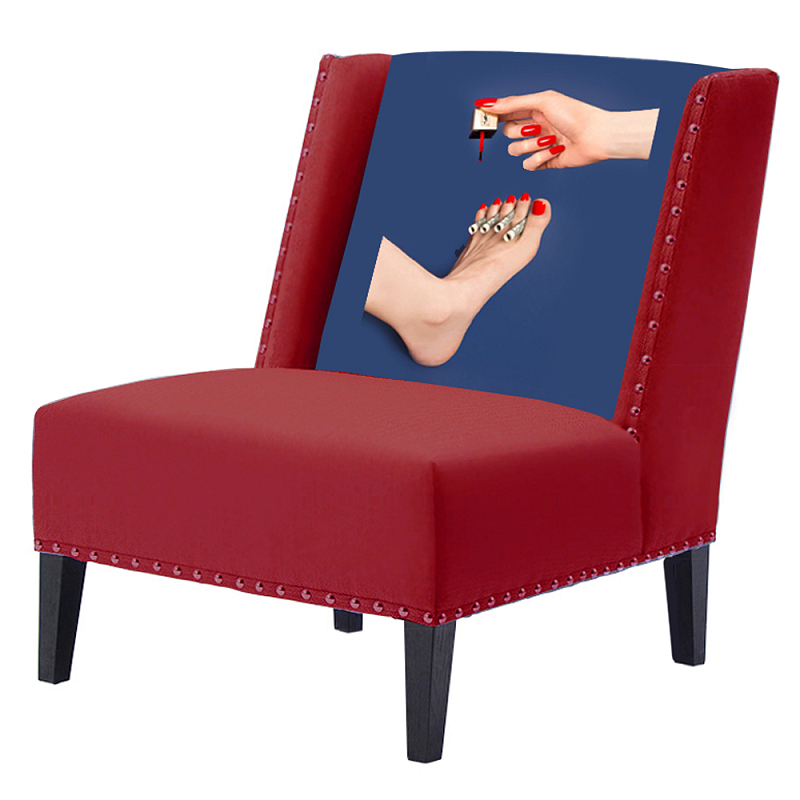 FUN Armchair "Pedicure" Red Дизайнерское кресло с цветным принтом Бургундский красный Сапфирово-синий в Уфе | Loft Concept 