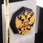 Настольный письменный набор из мрамора и змеевика с гербом России Marble Accessory варинант исполнения - 3 | Loft Concept в Уфе
