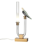 Настольная лампа с прозрачной трубкой и декоративной фигуркой птицы на бронзовой подставке Ganthea варинант исполнения - 2 | Loft Concept в Уфе