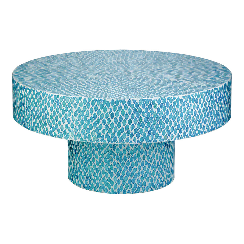 Стол Кофейный с инкрустацией Flower Blue Голубой Стол Кофейный с инкрустацией Flower Blue Голубой в Уфе | Loft Concept