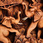 Панно из дерева пять слонов Panel With Animals варинант исполнения - 4 | Loft Concept в Уфе