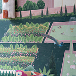 Обои ручная роспись Mahal Garden Original colourway on blue painted Xuan paper варинант исполнения - 4 | Loft Concept в Уфе