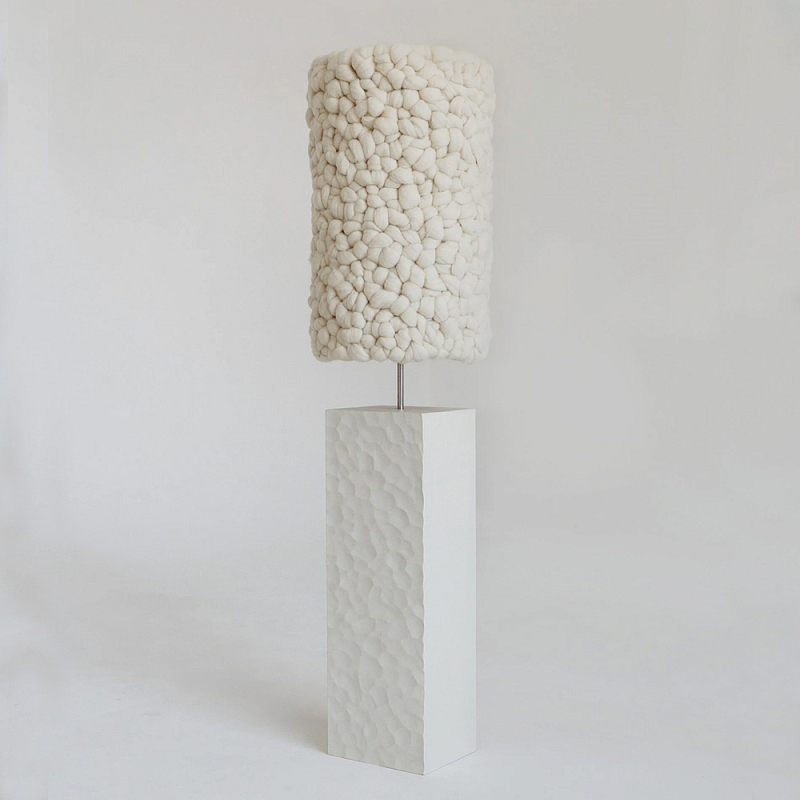 Торшер белый с вязаным абажуром Woolen Floor Lamp Белый Торшер белый с вязаным абажуром Woolen Floor Lamp Белый в Уфе | Loft Concept