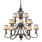 Люстра бронзового цвета с бежевыми абажурами из органзы в классическом стиле Hinkley варинант исполнения - 1 | Loft Concept в Уфе