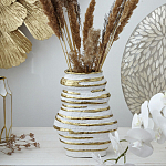 Ваза белая с рельефной поверхностью и золотыми полосами Vase Beehive варинант исполнения - 5 | Loft Concept в Уфе