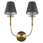 Бра с металлическим основанием бронзового цвета и 2-мя черными конусовидными абажурами Dignity варинант исполнения - 3 | Loft Concept в Уфе