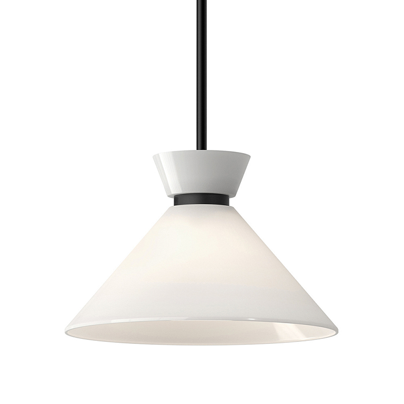 Подвесной светильник с белым стеклянным конусным плафоном Alora Mood Черный Золотой Белый в Уфе | Loft Concept 