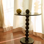 Дизайнерский журнальный стол с основанием в виде черных мраморных бусин Mybimus варинант исполнения - 1 | Loft Concept в Уфе