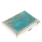 Портсигар на 20 сигарет с газовой зажигалкой из натурального камня Апатит Голубой Stone Cigarettes Cases варинант исполнения - 1 | Loft Concept в Уфе