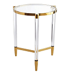 Золотой приставной столик с круглой стеклянной столешницей Weightless Table варинант исполнения - 3 | Loft Concept в Уфе