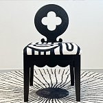 Дизайнерский стул с круглой деревянной спинкой Black and White Clover варинант исполнения - 2 | Loft Concept в Уфе