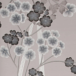 Обои ручная роспись Anemones in Light Dusk colourway on Lilac Hint slub silk варинант исполнения - 1 | Loft Concept в Уфе