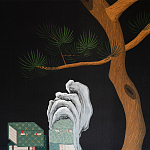 Обои ручная роспись The Art of Learning and Steps for the Flowers by Teo Yang Original colourway on Pitch dyed silk варинант исполнения - 2 | Loft Concept в Уфе