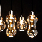 Люстра с 3-мя плафонами волнообразной формы цвета янтарь и 2-мя прозрачными шарообразными плафонами Lucid Rain  варинант исполнения - 5 | Loft Concept в Уфе