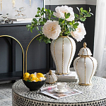 Ваза с золотыми полосами на белом фоне Chinoiserie Ceramics варинант исполнения - 3 | Loft Concept в Уфе