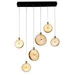 Подвесной светильник с плафонами из рельефного стекла Peony Glass Bronze Six варинант исполнения - 2 | Loft Concept в Уфе