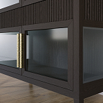 Витрина Primo со стеклянными фасадами и 2 ящиками Темный орех варинант исполнения - 3 | Loft Concept в Уфе