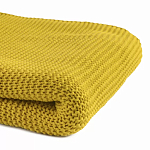 Плед из хлопка жемчужной вязки горчичного цвета Waffle Comfort варинант исполнения - 2 | Loft Concept в Уфе