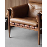 Кресло с деревянным каркасом и обивкой из натуральной кожи Medieval Furniture варинант исполнения - 4 | Loft Concept в Уфе