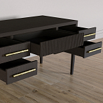 Большой Рабочий стол Primo с 5 выдвижными ящиками Темный орех варинант исполнения - 5 | Loft Concept в Уфе