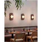 Настенный светильник овальный с деревянным основанием Wood Wall Lamp варинант исполнения - 1 | Loft Concept в Уфе