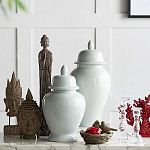 Ваза белая с крышкой однотонная Chinoiserie Ceramics варинант исполнения - 4 | Loft Concept в Уфе