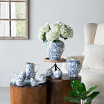 Ваза округлой формы с синим цветочным узором Blue & White Ornament  варинант исполнения - 4 | Loft Concept в Уфе