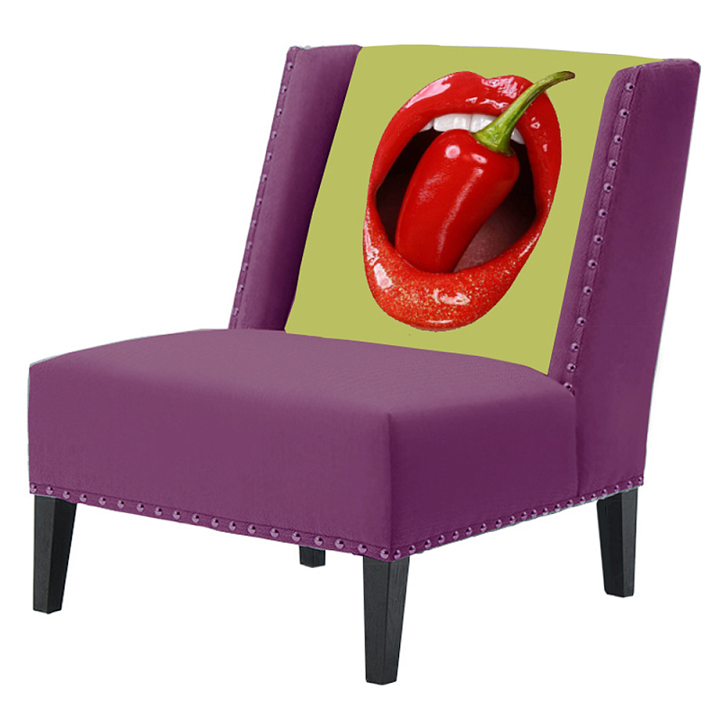 FUN Armchair "Chili Pepper" Purple  Дизайнерское кресло с цветным принтом Баклажан в Уфе | Loft Concept 