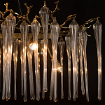 Люстра подвесная прямоугольная с бронзовыми акцентами и прозрачными стеклянными каплями Droplet Chandelier варинант исполнения - 6 | Loft Concept в Уфе