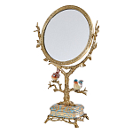 Зеркало с бронзовой подставкой в виде дерева и фарфоровыми птичками на голубом основании Eden Garden варинант исполнения - 1 | Loft Concept в Уфе