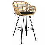 Стул барный с ротанговым плетением Half Bar Chair with Wicker с подлокотниками варинант исполнения - 2 | Loft Concept в Уфе