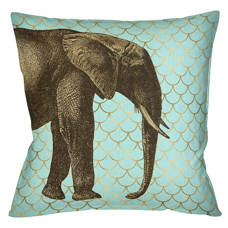 Подушка Safari light blue elephant Бирюзовый Глянцевое золото Подушка Safari light blue elephant Бирюзовый Глянцевое золото в Уфе | Loft Concept