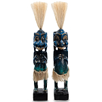 Комплект из 2-х деревянных статуэток Asmat Straw Headdress Statuettes Blue варинант исполнения - 1 | Loft Concept в Уфе