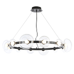 Люстра подвесная круглая с 12-ю прозрачными куполообразными плафонами и черным металлическим основанием Flos Wireline Lighting варинант исполнения - 1 | Loft Concept в Уфе