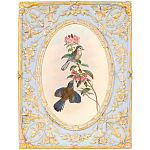 Декоративный постер с изображением птиц в раме с рельефным растительным узором Blooming Birds Poster варинант исполнения - 11 | Loft Concept в Уфе