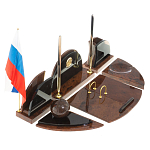 Настольный письменный набор с часами из природного камня обсидиана Oval Office варинант исполнения - 2 | Loft Concept в Уфе