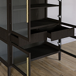 Витрина Primo со стеклянными фасадами и 2 ящиками Темный орех варинант исполнения - 5 | Loft Concept в Уфе