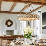 Люстра круглая с абажуром из устричных раковин Sea Ravens варинант исполнения - 4 | Loft Concept в Уфе