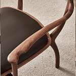 Стул деревянный с мягким сиденьем из коричневой натуральной кожи Moon Walnut Furniture варинант исполнения - 7 | Loft Concept в Уфе