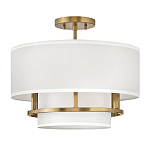 Потолочный светильник с двухслойным белым текстильным абажуром Hinkley варинант исполнения - 14 | Loft Concept в Уфе