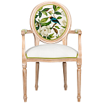 Стул с подлокотниками золотистый из бука с изображением птиц и цветов Blooming Birds варинант исполнения - 1 | Loft Concept в Уфе